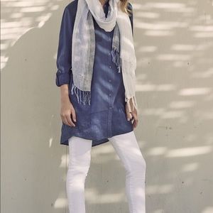 Caslon Mixed Media Roll Sleeve Tunic